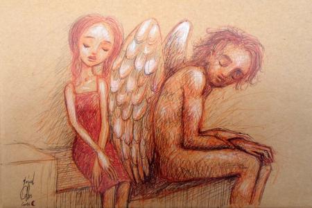 Jeune fille assise au pays des anges