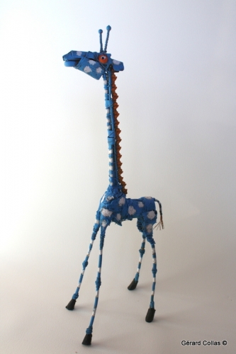 gérard collas,sculpture, assemblage art brut singulier, girafe
