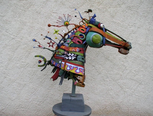 cheval assemblage,gérard collas -sculpteur,sculpture,art singulier