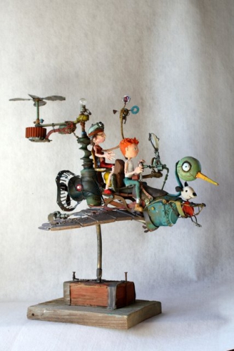 gérard collas,assemblages, oiseau migrateur, sculpture