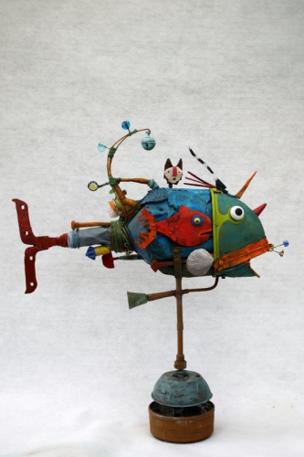 collas,poisson,assemblage,sculpture
