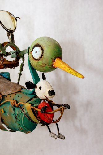 gérard collas,assemblages, oiseau migrateur, sculpture