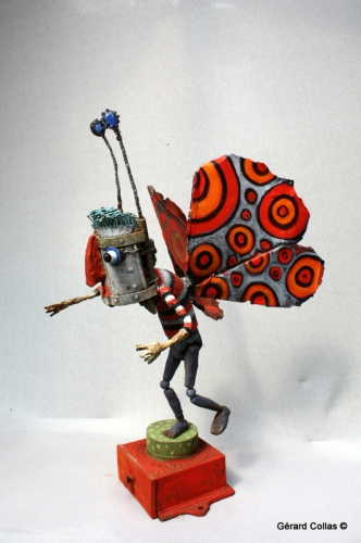 gérard collas -sculpteur,assemblage,homme papillon,sculpture